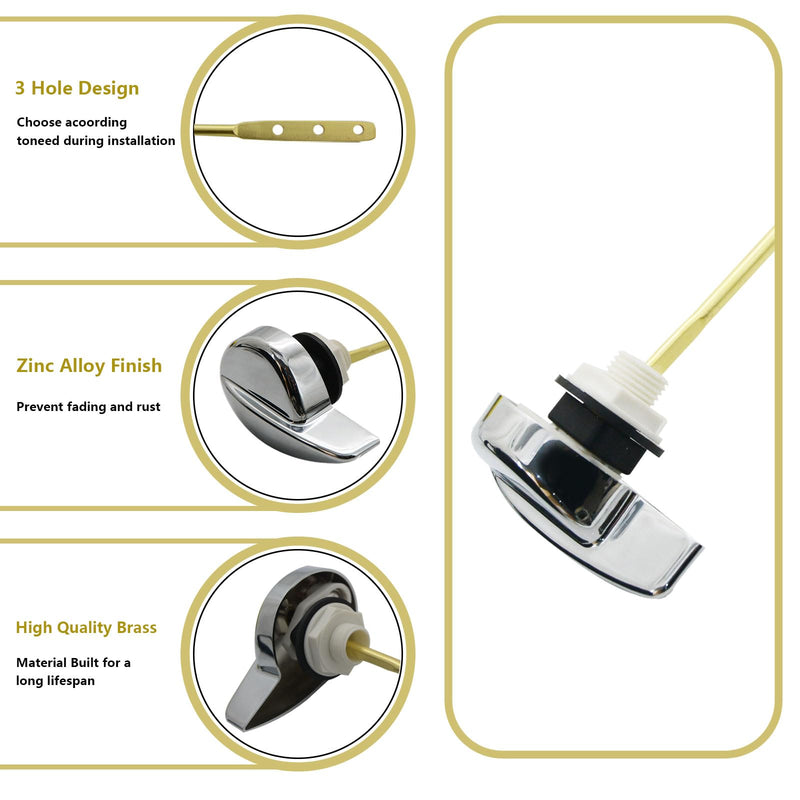 Toilet Flush Valve & WC Lever Replacement Parts,Side Mount Flush Handle Kit,9.8-Inch Solid Copper Rod with Chain,Compatible with 3-Inch One-Piece Toilets,TOTO THU Series Tank Repair Parts Toilet Flush Valve&Lever