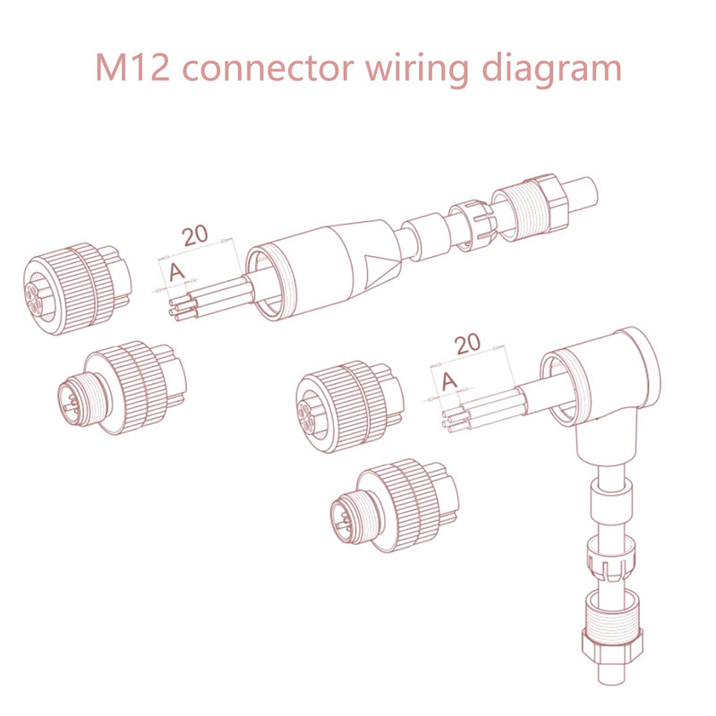 5Pcs M12 4 Pin Female Connector, Field Assembly Wireable Adapter 12mm IP67 Waterproof Straight Sensor A Code Unshiled Industrial Circular Connector for Electric Bicycles PG7 Cable 250V 4A