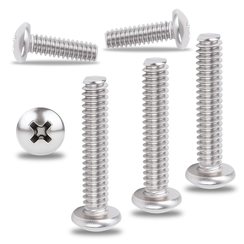 1/4-20x2 Phillips Pan Head Machine Screws 50pcs HS/JXLS-02 | 304 Stainless Steel, UNC Coarse Full Thread, Equipped with Phillips Bit, for DIY, for Repair, Install Furniture Screws 1/4-20x2"