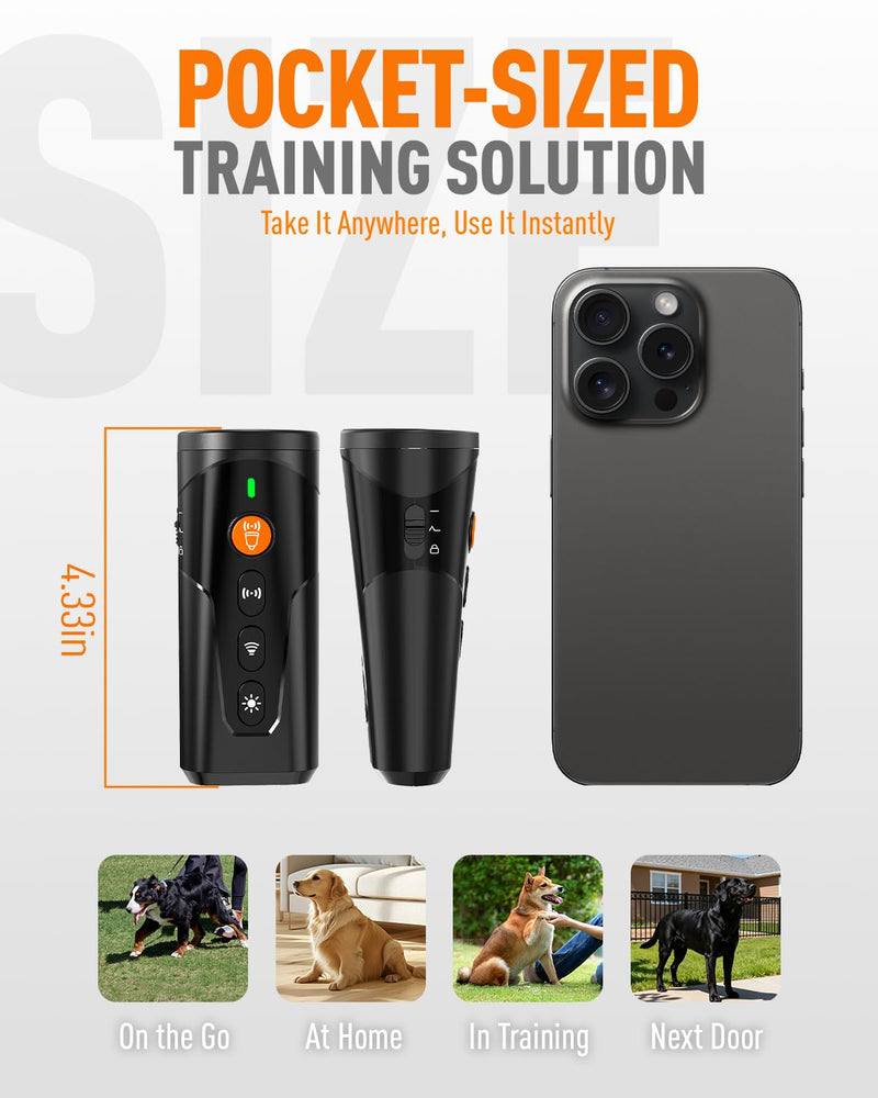 Dog Bark Deterrent Devices, 3X Ultrasonic Anti Barking Device for Dogs, 4 Modes with 3 Emitters and LED Light to Stop Neighbors Dog from Barking, Safe Use Dog Barking Silencer for Indoor Outdoor Black