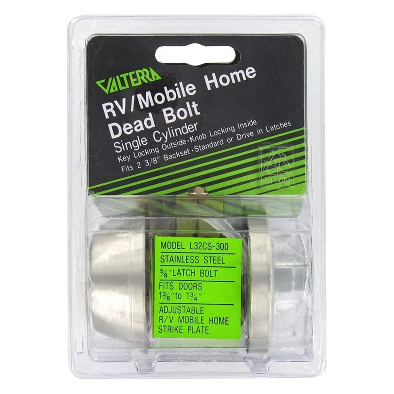 Valterra L32CS3108 1" Throw Single Cylinder Deadbolt View Pack, Silver