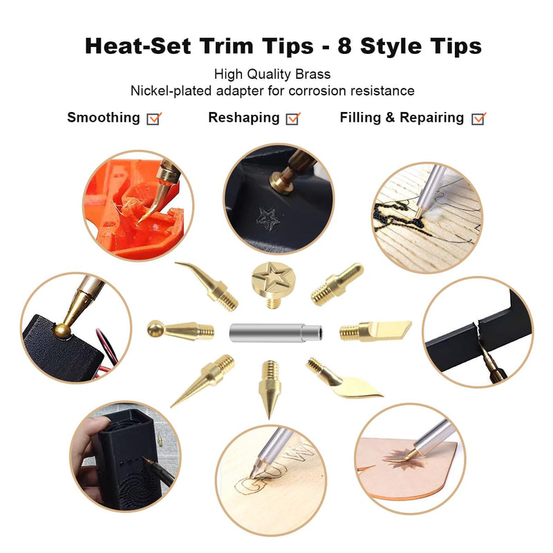 90W Digital Soldering Iron Heat Set Insert Tool with Extra Soldering Tips, Heat Set Insert Tips, and Threaded Inserts Heat Insert Brass Nuts Soldering Iron Kit