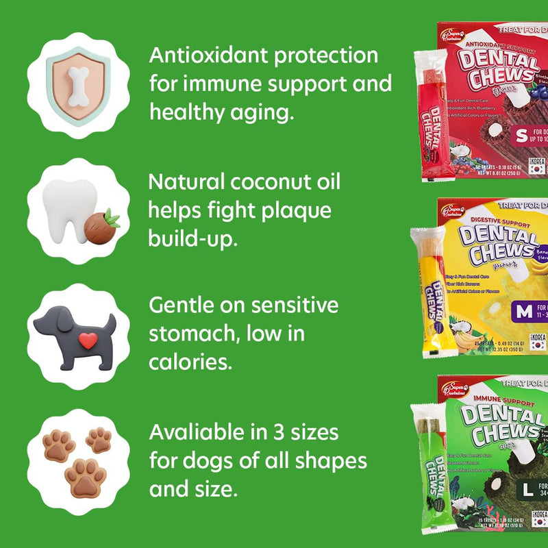 SuperPaw Dental Chews for Dogs - Seaweed Flavor, Immune Support - Healthy Dog Dental Treats for Teeth and Gum Cleaning, Natural Chew Toy Alternative, Dog Chews - Small, 50 Treats Seaweed - Immunity Support 50 Count (Pack of 1)