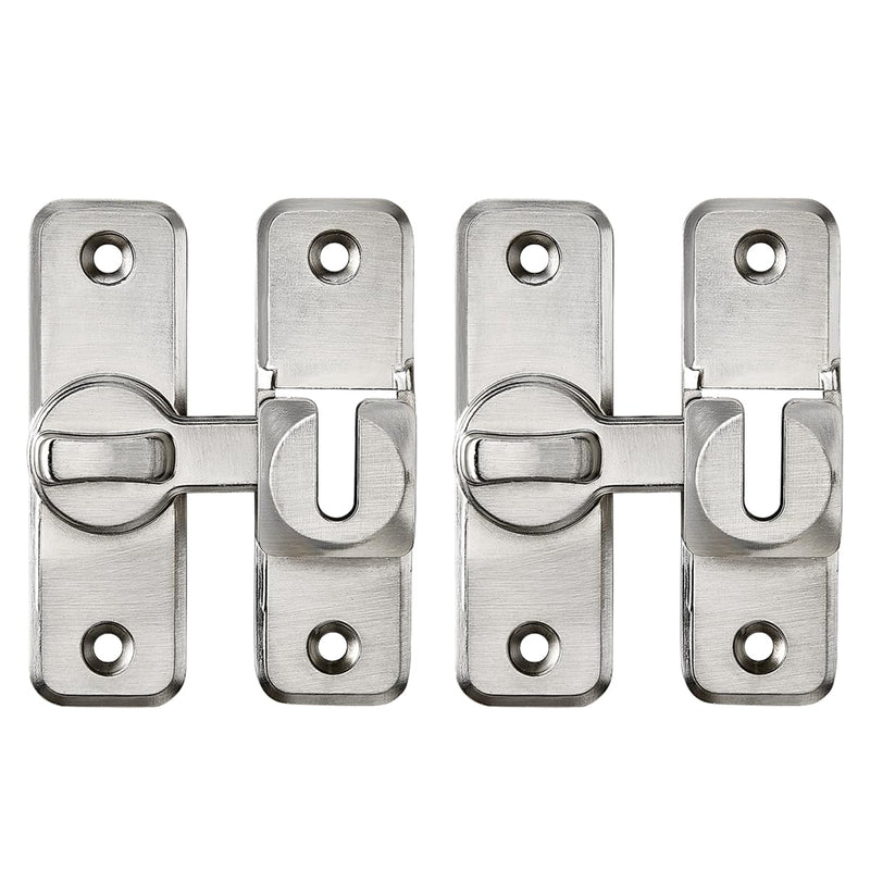 Silvery Enhanced Security Flip Latch Lock - Heavy-Duty 90/180 Degree Sliding and Swing Door Latch for Barns, Gates, and More Silvery_F47 1