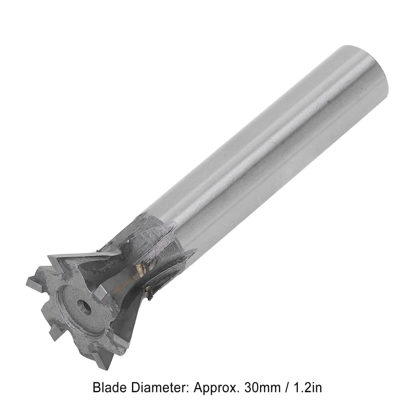 Dovetail Cutter 30mm 60 Degree Dovetail Cutter 6 Flute Carbide Slotting Milling Cutter Metalworking End Mill with Straight Shank 30mm / 1.2in