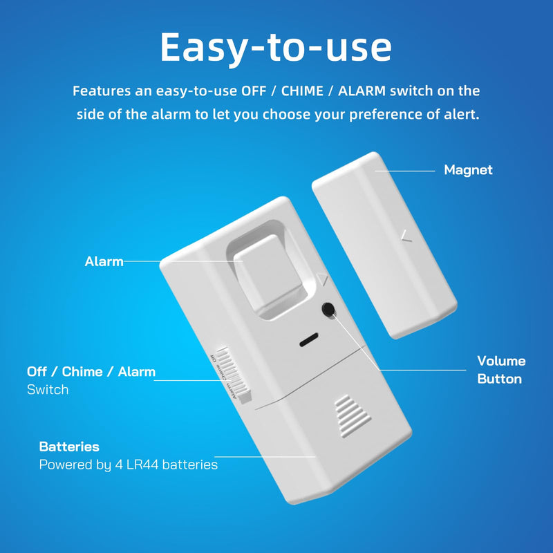 Door Window Alarms -10 Pack - Adjustable Volume, Chime/Alarm, Wireless, Door Window Alarm Sensor for Home Security, Kids Safety, Door Open Alert Security Alarm for Home, Apartment and more, by Rosmila DP-09DS-A