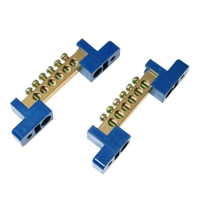 RLECS 2pcs Terminal Bus Bar Terminal Block Brass Wire Screw Terminal Grounding Strip Bus Bar Block