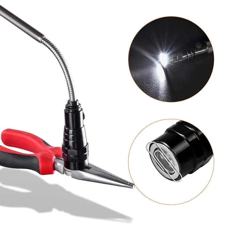 Magnetic Flashlight Gifts for Men Stocking Stuffers for Men Adults Pickup Tool Valentines Day Gifts for Him Husband Cool Telescoping Gadgets with LED Fathers Day Dad Gifts from Wife Daughter Son Black
