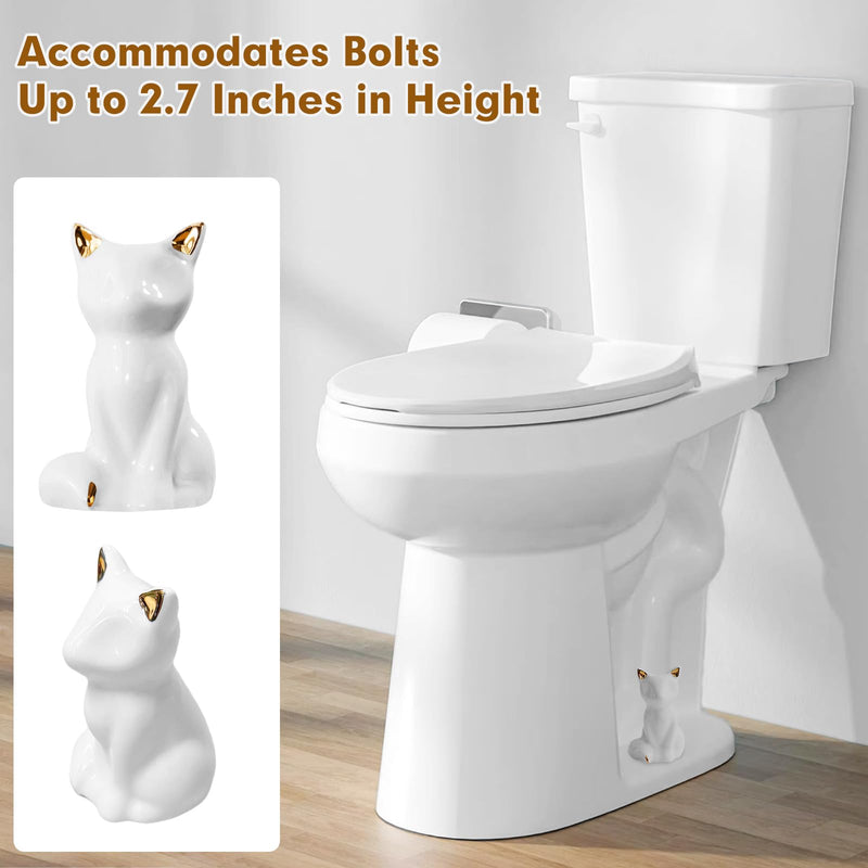 2 Pack Toilet Bolt Covers, Ceramic Toilet Bolt Caps Lovely Cate Toilet Screw Cover Caps, Fashion Toilet Decorative Avoid Rusting of Bolts