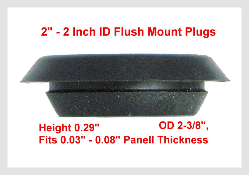 2 2 inch Flush Mount Black Plastic Body and Sheet Metal Hole Plug Qty 10 by Caplugs