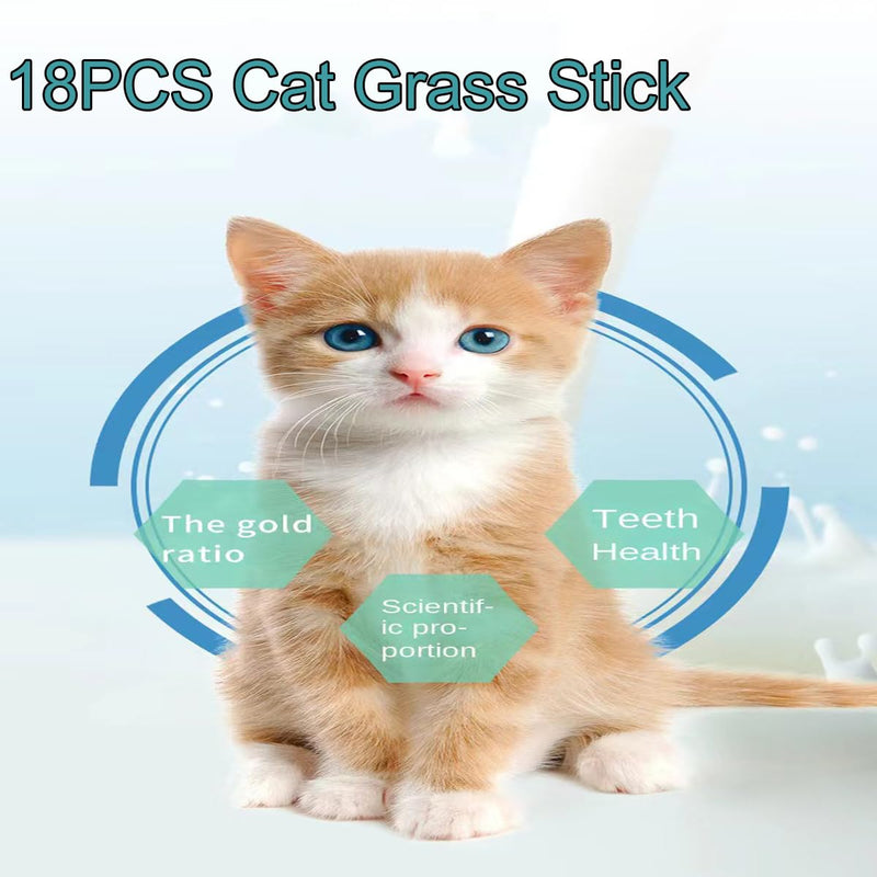 18PCS Cat's Grass Chew Sticks,Cat's Grasses Teething Stick,Cat Grass Stick, Cats Teeth Cleaning Grasses Chew Sticks Molar Rod for Cat Indoor,for Hairball Removal