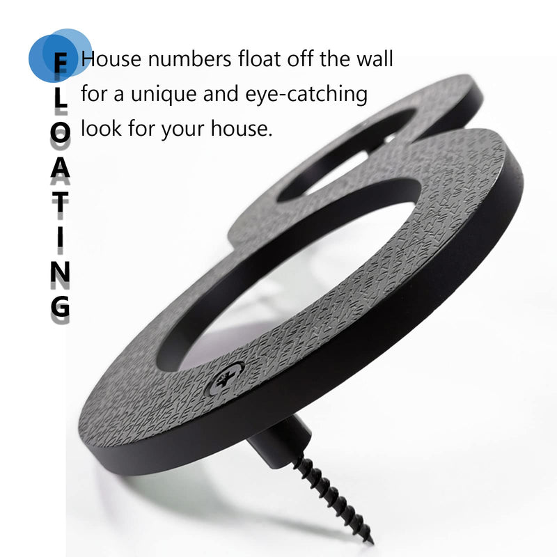 8’’ Modern Floating House Numbers for Outside, Large Black Shadow Home Number with Nails Kit & Template, Easy to Be Mounted for Exterior House Address, Garage Gate, Street, Farmhouse, Number 4 House numbers 4
