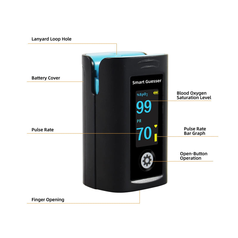 Pulse Oximeter Fingertip, Oxygen Meter Finger Pulse Oximeter with OLED Screen, AAA Batteries and Protective bag Included, Blue