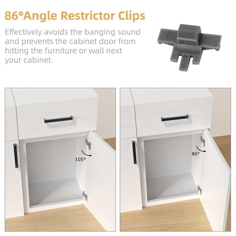 Furniware Cabinet Door Angle Restriction, 50 Pieces 86 Degree Hinge Clip for Soft Close Cabinet Hinges, Opening Restrictor Clip, Nylon