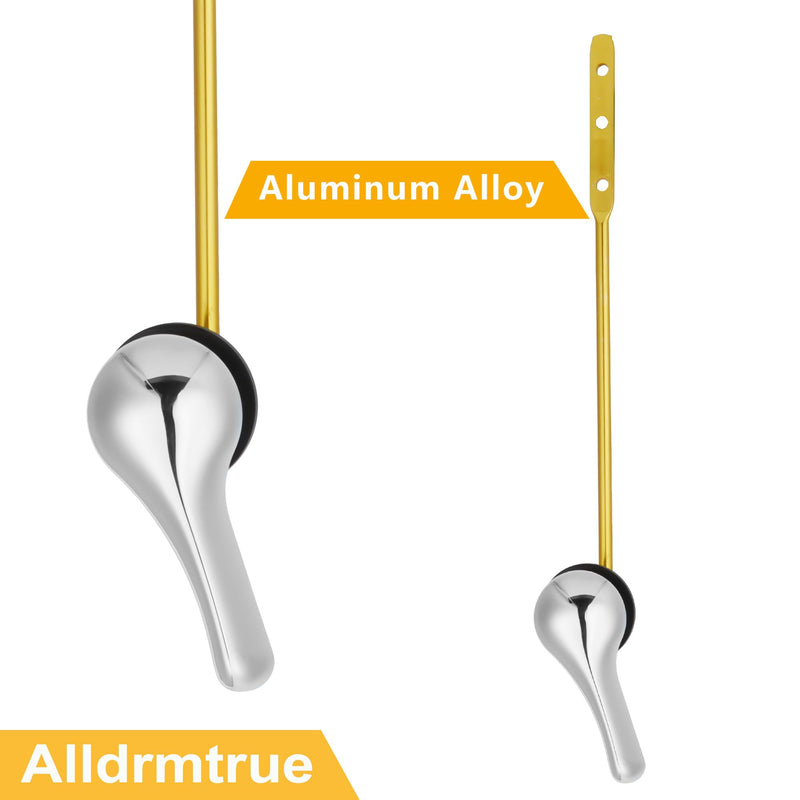 Toilet Handle Replacement Kit, 2 Pack Toilet Lever Flush Handle, Aluminum Alloy Arm, Chrome, Front Mount, Silver