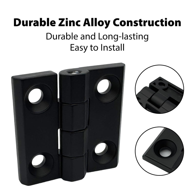 YSMITH Black Zinc Alloy Butt Hinge 2" Mount for Industrial Cabinet 8 Pack | with Matte Black Powder Coating, 180° Opening, Surface Mount, for Door 2 Inch-8 Pack