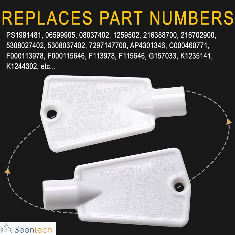 297147700 Door Key by Seentech - Compatible with Frigidaire Kenmore Elec-trolux Freezer Refrigerator – Replaces: AP4301346 PS1991481 216702900, 06599905, 08037402, 1259502 (Pack 2) Pack 2