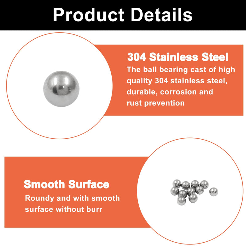 2mm Ball Bearing 304 Stainless Steel Precision Steel Ball Metric Mixing Balls for Model Paints Bike Valves(500 Pcs) 2mm 500