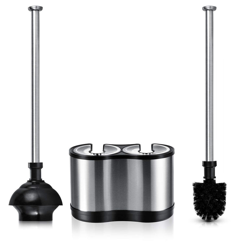 ToiletTree Products Modern Deluxe Freestanding Toilet Brush and Plunger Combo (Stainless Steel, Brush and Plunger Combo Set 4.5” x 9.75” x 18.5") 2.Combo