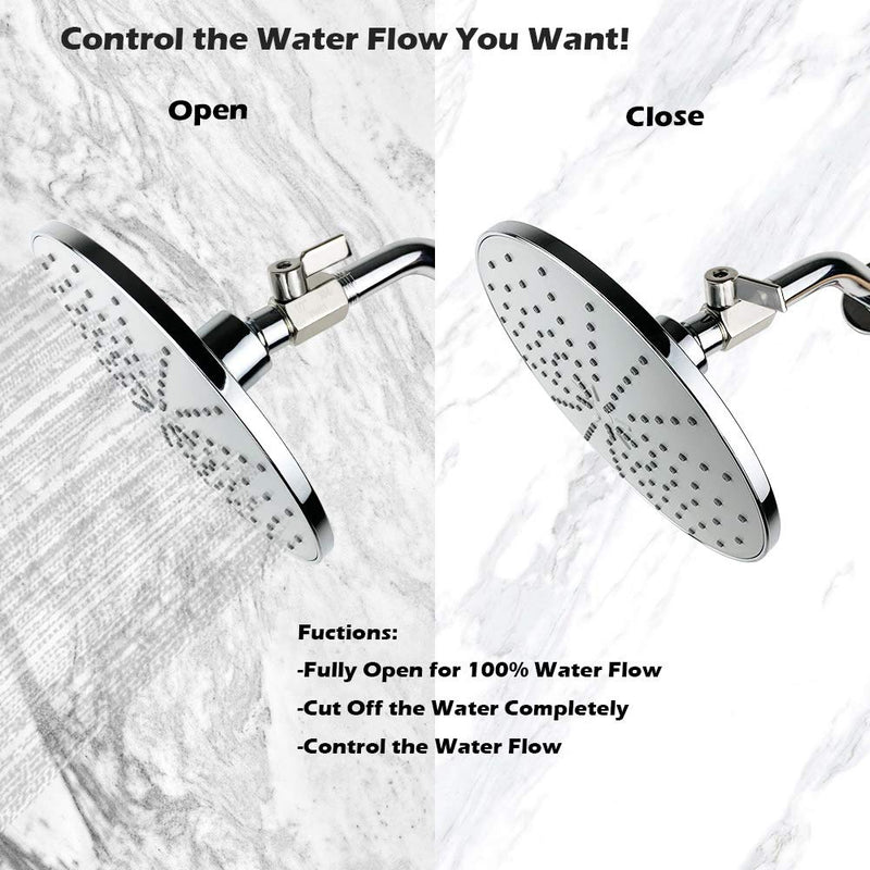 Showerhead Shut Off Valve with Stainless Handle, 304 Stainless Steel Mini Ball Valve(1/2" Female X Male) NPT Thread, Water Flow Control Valve Regulator Chrome, Shower Head Flow Control Valve 1