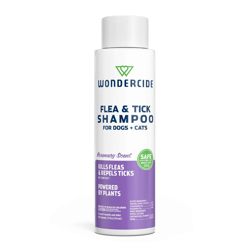 Wondercide - Flea & Tick Shampoo for Dogs and Cats - Flea and Tick Treatment with Natural Essential Oils - for Pets Over 4 Months - Powered by Plants - Rosemary - 12 Fl oz 12 OZ
