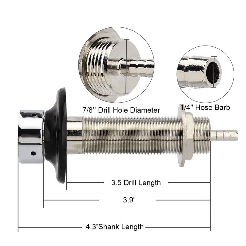 OneBom Beer Faucet with Nipple 4'' Shank Assembly,3/16’’I.D. Bore for Keg Fridge Keezer (4'' Shank)
