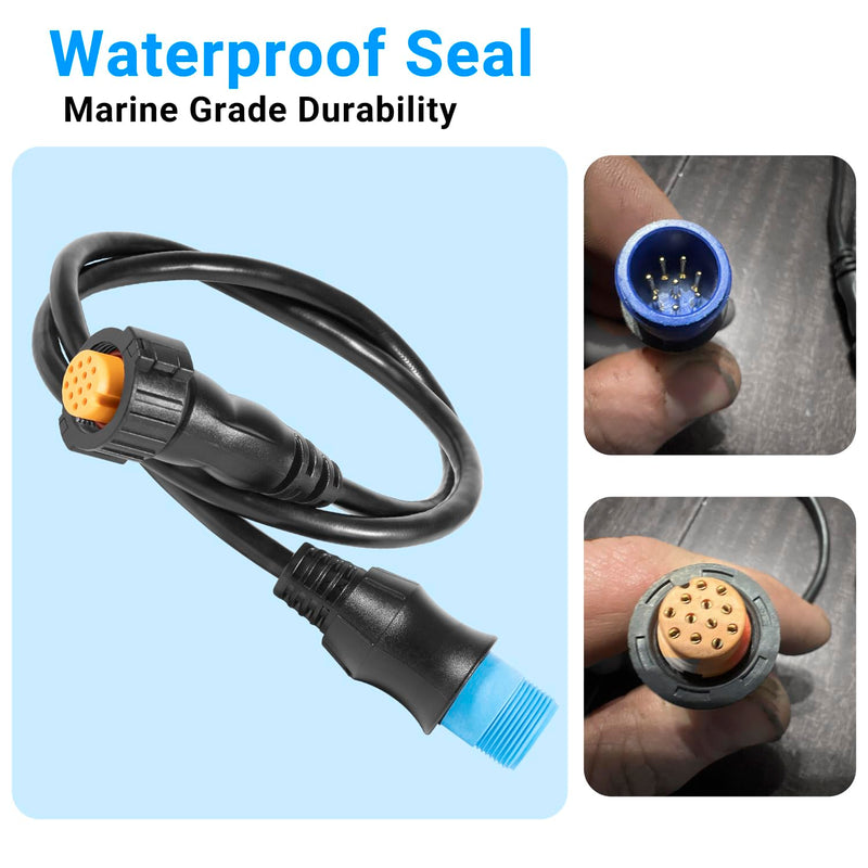 010-12122-10 Adapter Compatible with Connecting 8-Pin Transducers with XID to 12-Pin Sonar Marine Devices, Replace for Part Number 010-12122-10