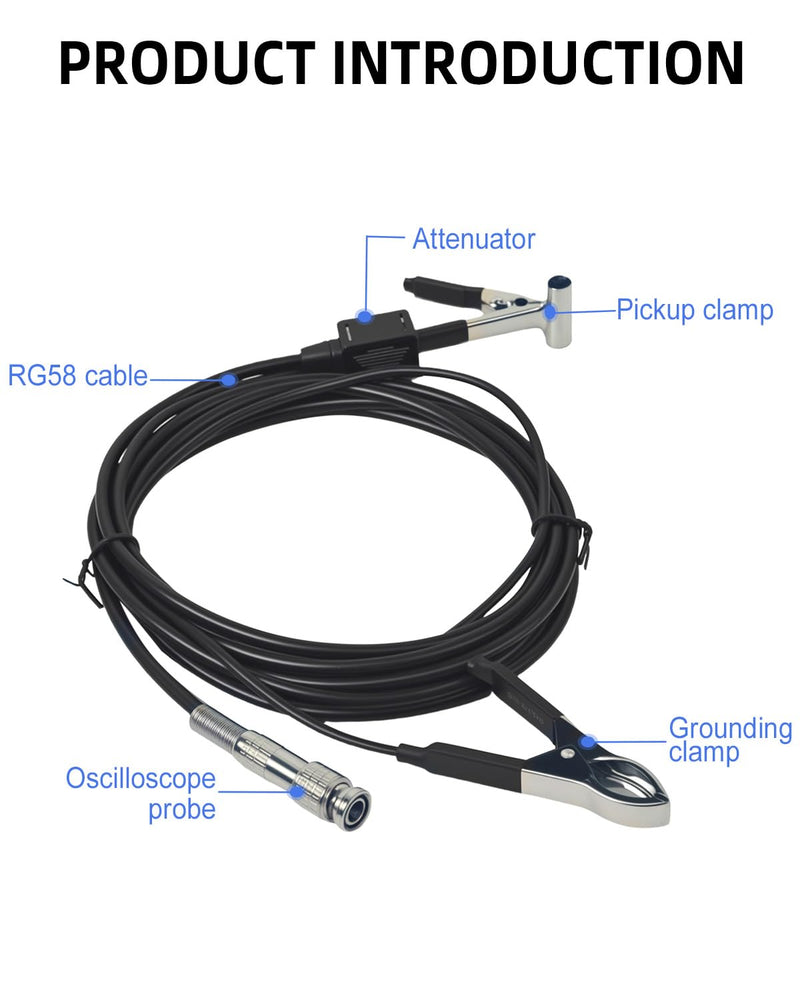 Hantek Auto Ignition Probe - HT25 for Oscilloscope Automotive Acdessory Inductive Capacitance Sensor 2.5M Length 10000:1 Decay, Work with Oscilloscope 3 Ends