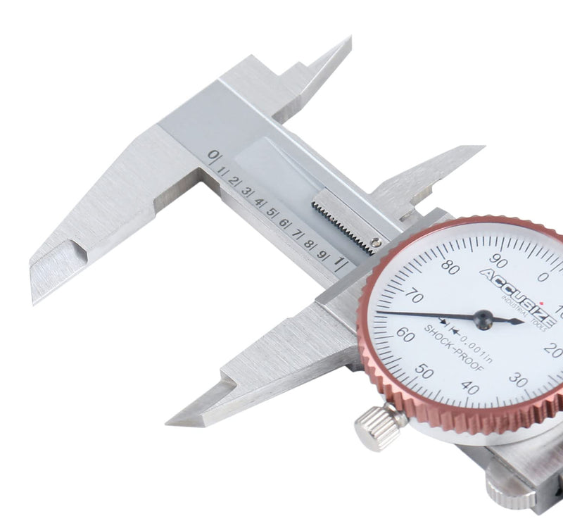 Accusize Industrial Tools 0-4 inch by 0.001 inch Precision Dial Caliper, Stainless Steel, in Fitted Box, P920-S214