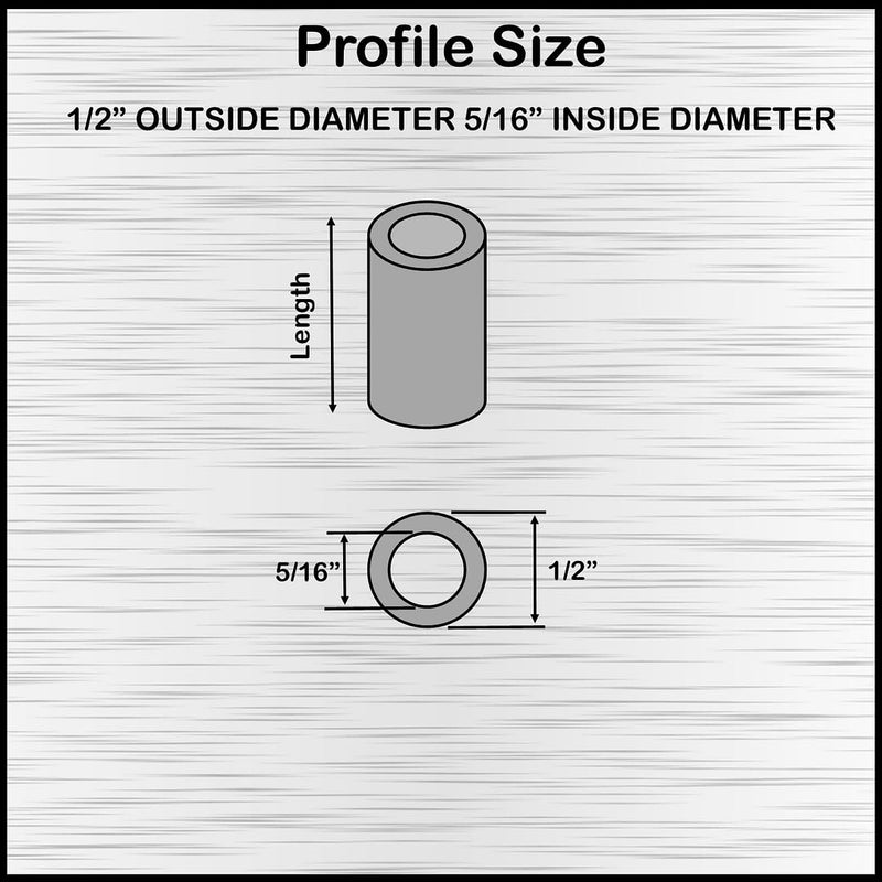 Steel Spacer 1/2" OD x 5/16" ID, Round Spacer Unthreaded Standoff Bushing Plain Finish, Fits Screws, Bolts 5/16" or M8, Metal Spacers Online (1/2" Length, 10 Pack) 1/2" Length