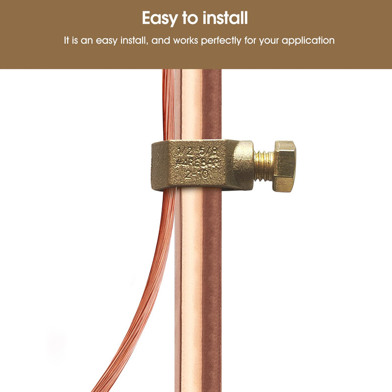 Copper Ground Rod Clamp, Great for 1/2”- 5/8’’ Grounding Rods (2, CP58 (1/2''-5/8'')) Copper Clamp 1/2''-5/8'' 2