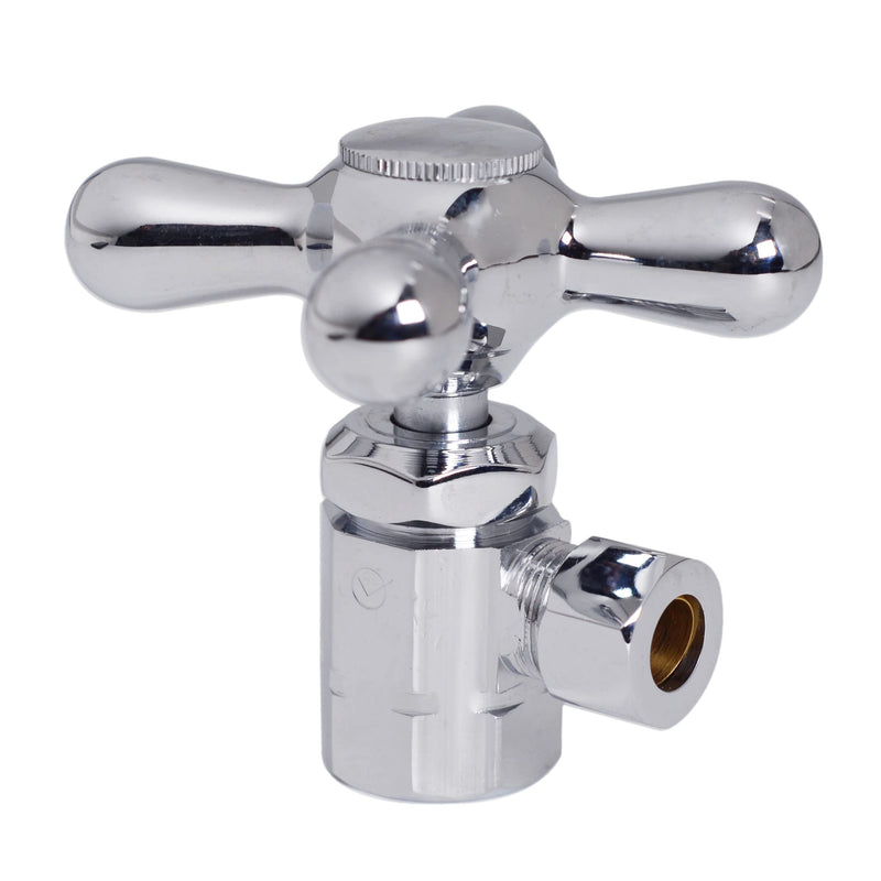 Westbrass D103K12X-26 1/2" IPS" x 3/8" OD x 12" Corrugated Riser Supply Line Kit with Cross Handle Angle Supply Shut Off Valve for Faucet and Toilet, Polished Chrome