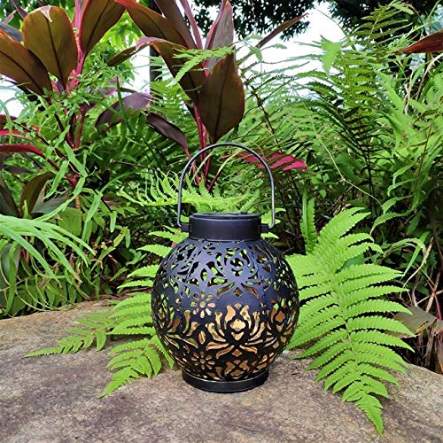 2 Pack Outdoor Solar Hanging Lantern Lights Decorative Christmas Light for Garden Patio Courtyard Lawn and Tabletop. Unique Gifts for Women Gardening. Black