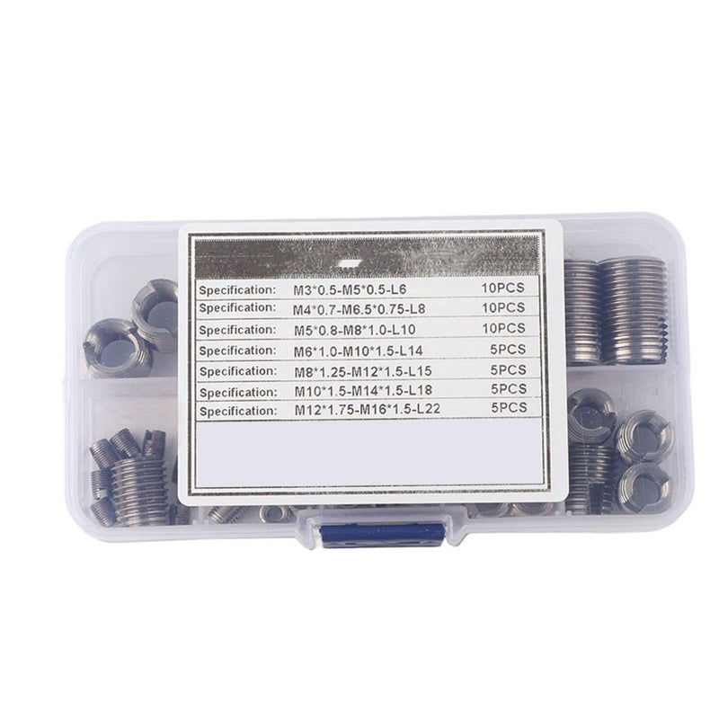 50Pcs Quick Thread Insert with Storage Case, 302 Stainless Steel Inner Thread Self Tapping Thread Inserts Set, High Hardness and Low Abrasion Thread Reinforce Repair Tool