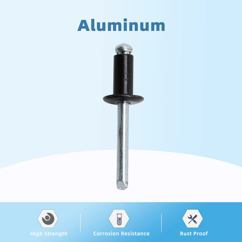 1/4" x 1" Aluminum Blind Rivets, Black, 6.5 x 25.4mm Pop Rivets, 100 PCS 1/4" x 1"