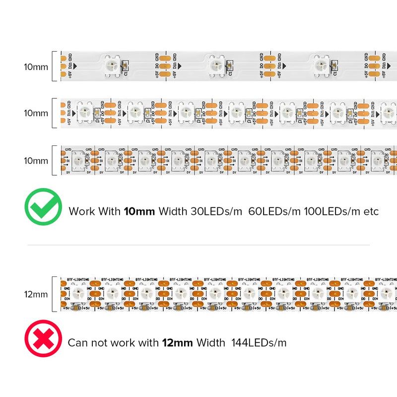 BTF-LIGHTING 3 Pin 10mm 0.39in Width Transparent Connector Kit,4xGapless Solderless 8PCS Corner Connectors,4PCS 5.9in Long 22AWG Extension Wires,Support WS2812B WS2811 SK6812 SMD LED Strips Multi Function Connector