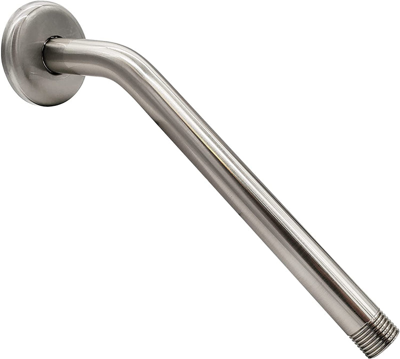 Westbrass A302-1-20 1/2" IPS x 10"Wall Mount Shower Arm with Sure Grip Flange, Stainless Steel