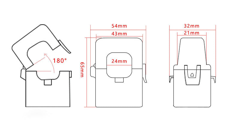 AC Current Sensor Transformer, Core Current Transformer Coil Sensor for 200A Amp Energy Meter