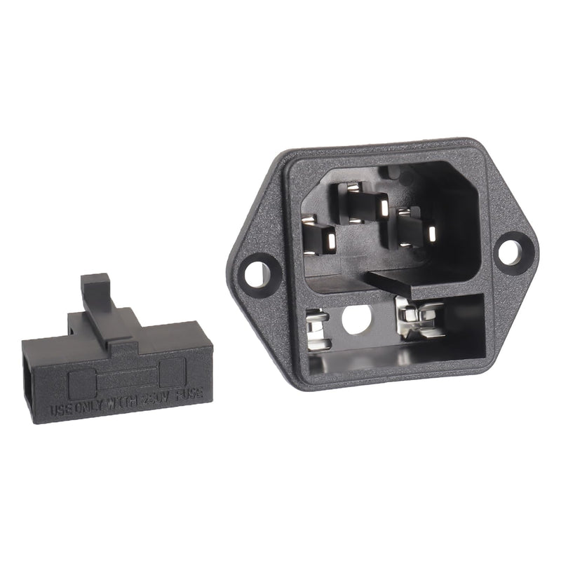 AC 250V 10A 2 in 1 Mount Inlet Module Plug Socket Power Entry Connector Male Blades with 10A Fuse and 18 AWG Extension Cable 6pcs Socket+10pcs fuse+3pcs Cable