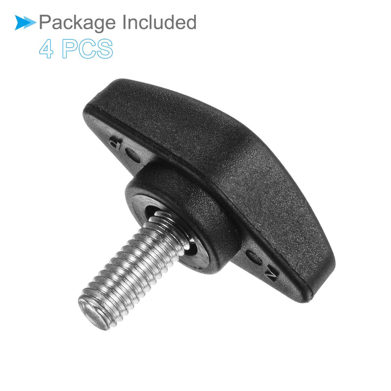 Tee Wing Knobs Thumb Screw, M6 x 14mm Male Thread, Plastic T Thumb Clamping Screw Threaded Stud Hand Knobs Grip, (Applications: for Machinery Lathes), 4-Pieces
