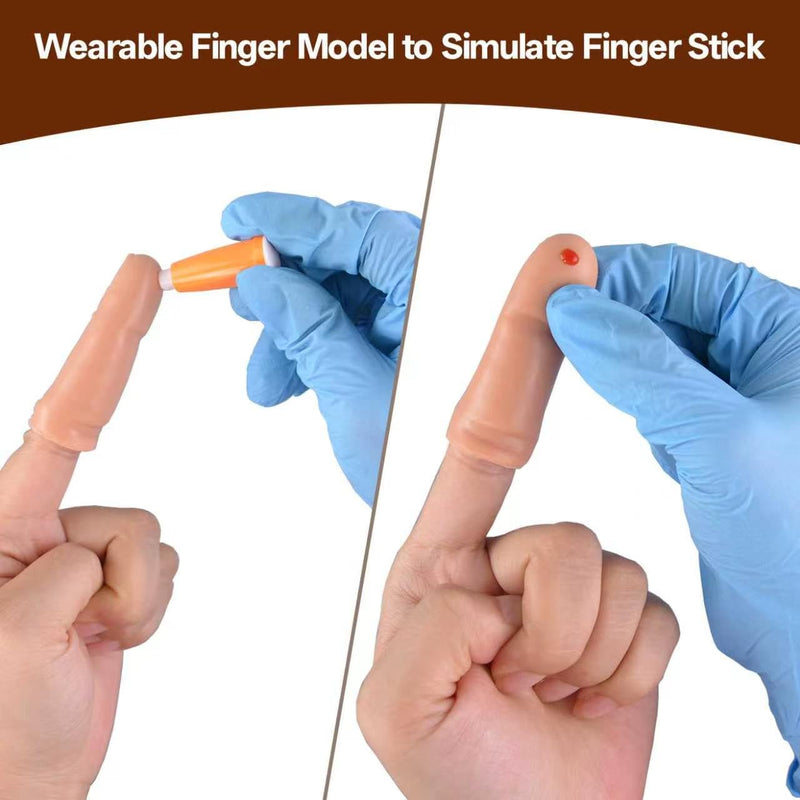 Blood Glucose Test Trainer Kit, Simulated Finger Prick Blood Collection Practice Kit for Medical Training