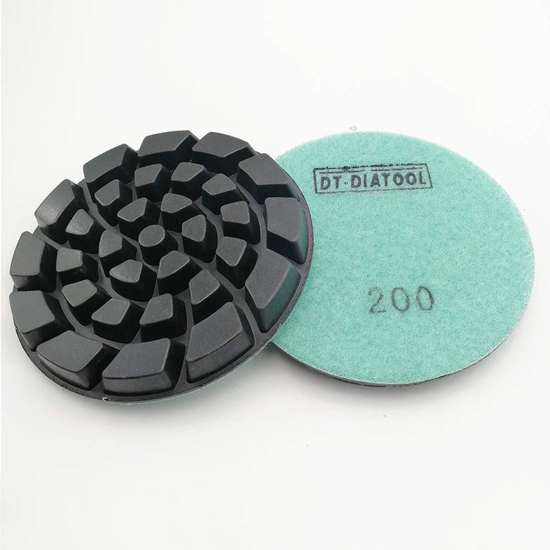 DT-DIATOOL Diamond Floor Polishing Pads Resin Bond Terrazzo Floor Diameter 4 Inch Grit 200 Pack of 6 6.0