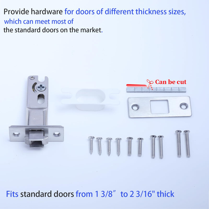 Dontay Pocket Door Passage Lock,Double Sided Rotation Privacy Lock with Large Lever,No Key Flush Mount Latch,Fits Bed&Bath Room Doors Thickness 1-3/8 to 2-3/16 inch(Brushed Nickel,1) Brushed Nickel