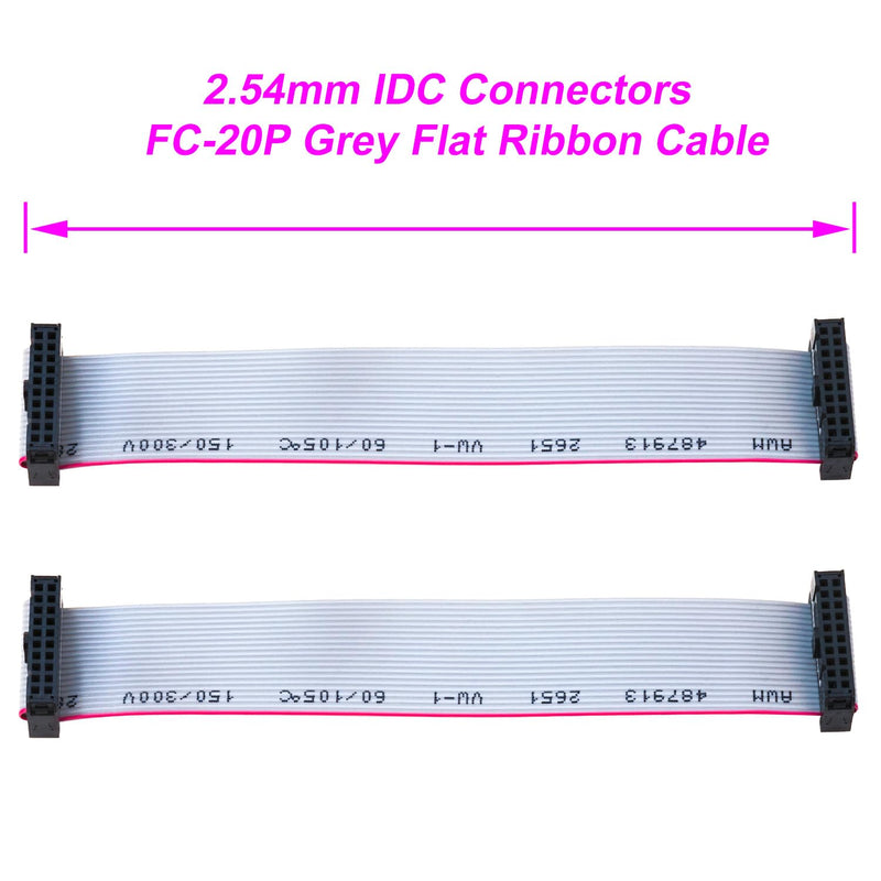 Flat Ribbon Cable 20Pin Female to Female IDE Extension Cable 50CM Length, 2Pcs (KS-FF20) FC 20P