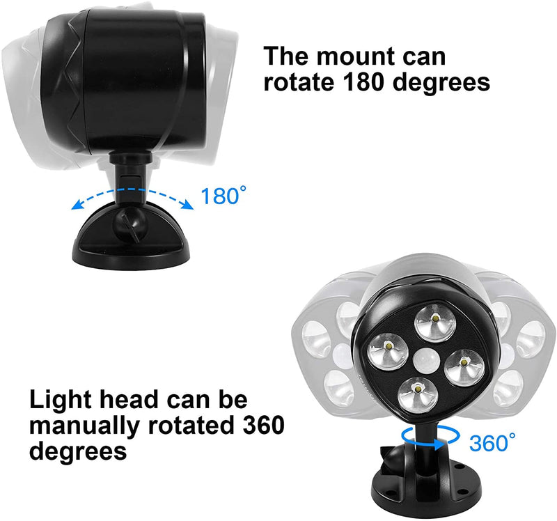 Motion Sensor Outdoor Lights, Battery Operated Outdoor Light, 1000LM Motion Detector Lights for Outside, 6000K LED Security Light Battery Powered Spotlight for House Wall, Black(2 Pack) 2 Pack