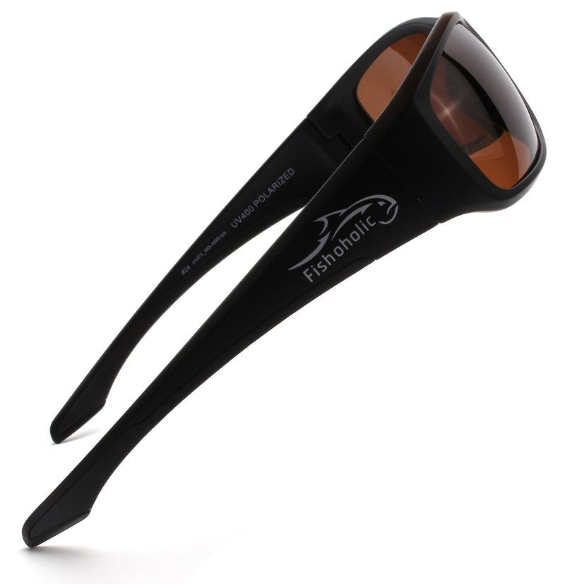 Fishoholic Polarized Bi-Focal Fishing Sunglasses with Reader Magnification (1.5x, 2.0x, 2.5x Options) and UV400 Protection Black x2.5 Amber
