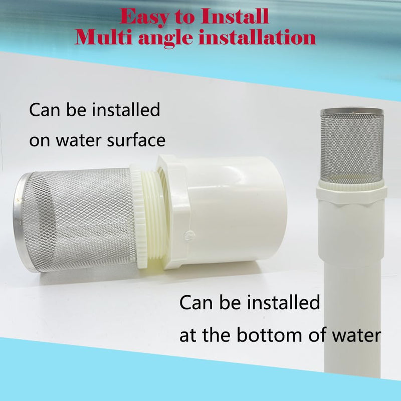 2 inch Suction Strainers Stainless Steel Filter Cover Connected to 2 inch/DN50 PVC Water Pipe Used to Remove Debris and Reduce Solid Entry