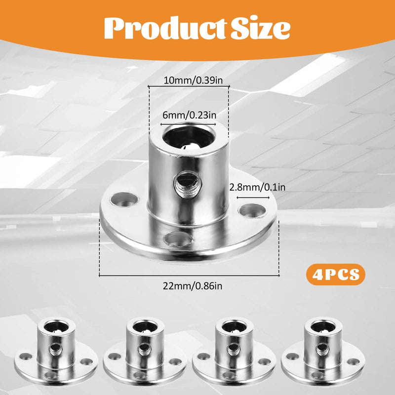 4Pcs 6mm Rigid Flange Coupling Connector, Rigid Flange Shaft Coupling High Hardness Guide Shaft Support Coupler Coupler Accessory with Set Screws and Wrench for DIY RC Model Motors