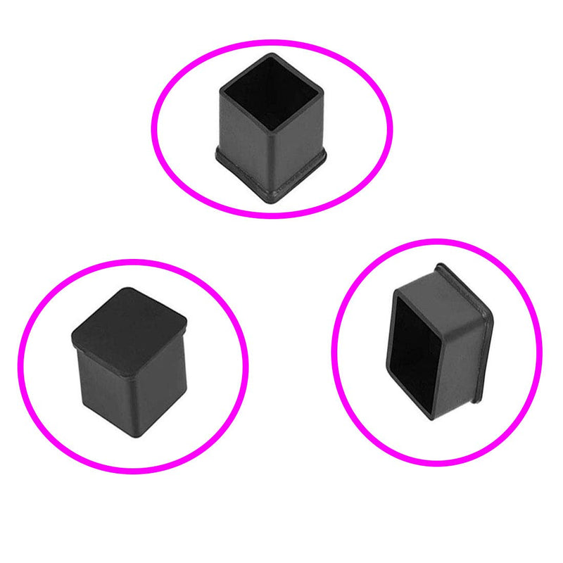 1 inch x1 inch Rubber Square Feet Furniture Table Chair Leg Foot Cover Caps Chair Leg Floor Protectors, Wood Floor Protector 1" x 1" 12pcs Black 1x1inch