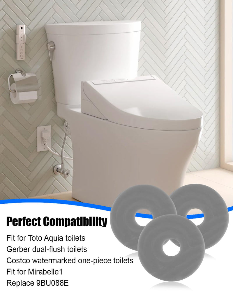3Pcs 9BU088E Toilet Silicone Gasket Flush Valve Seal Replacement Fit for Toto Aquia toilets Gerber dual-flush toilets Costco watermarked one-piece toilets, and Fit for discontinued Mirabelle1 3Pcs Toilet Silicone Seal